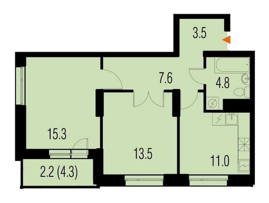Двухкомнатная квартира в : площадь 58 м2 , этаж: 20 – купить в Санкт-Петербурге